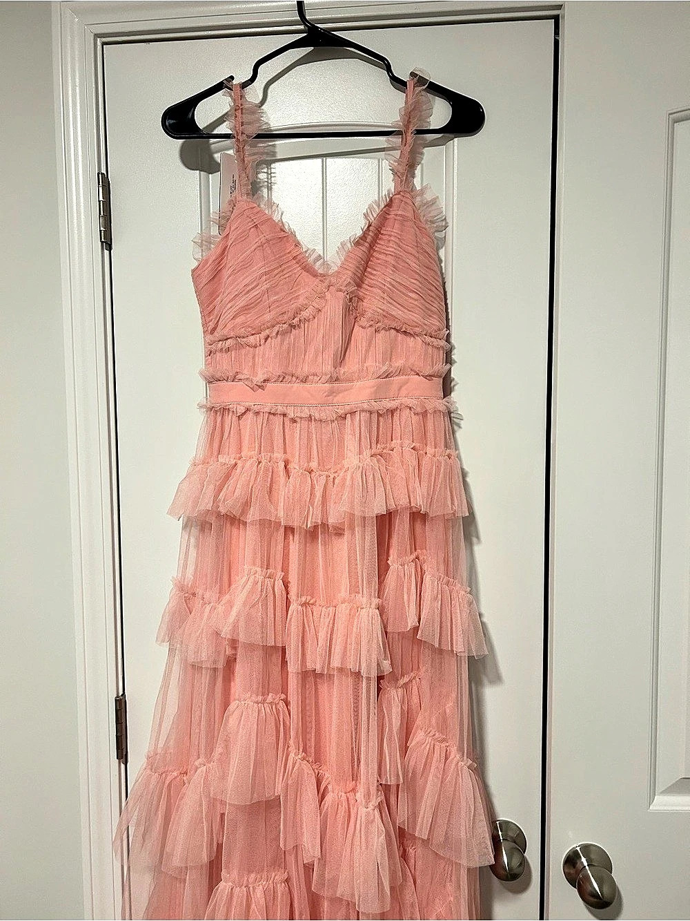 Pink Ruffle Maxi Dress Size Small NWT